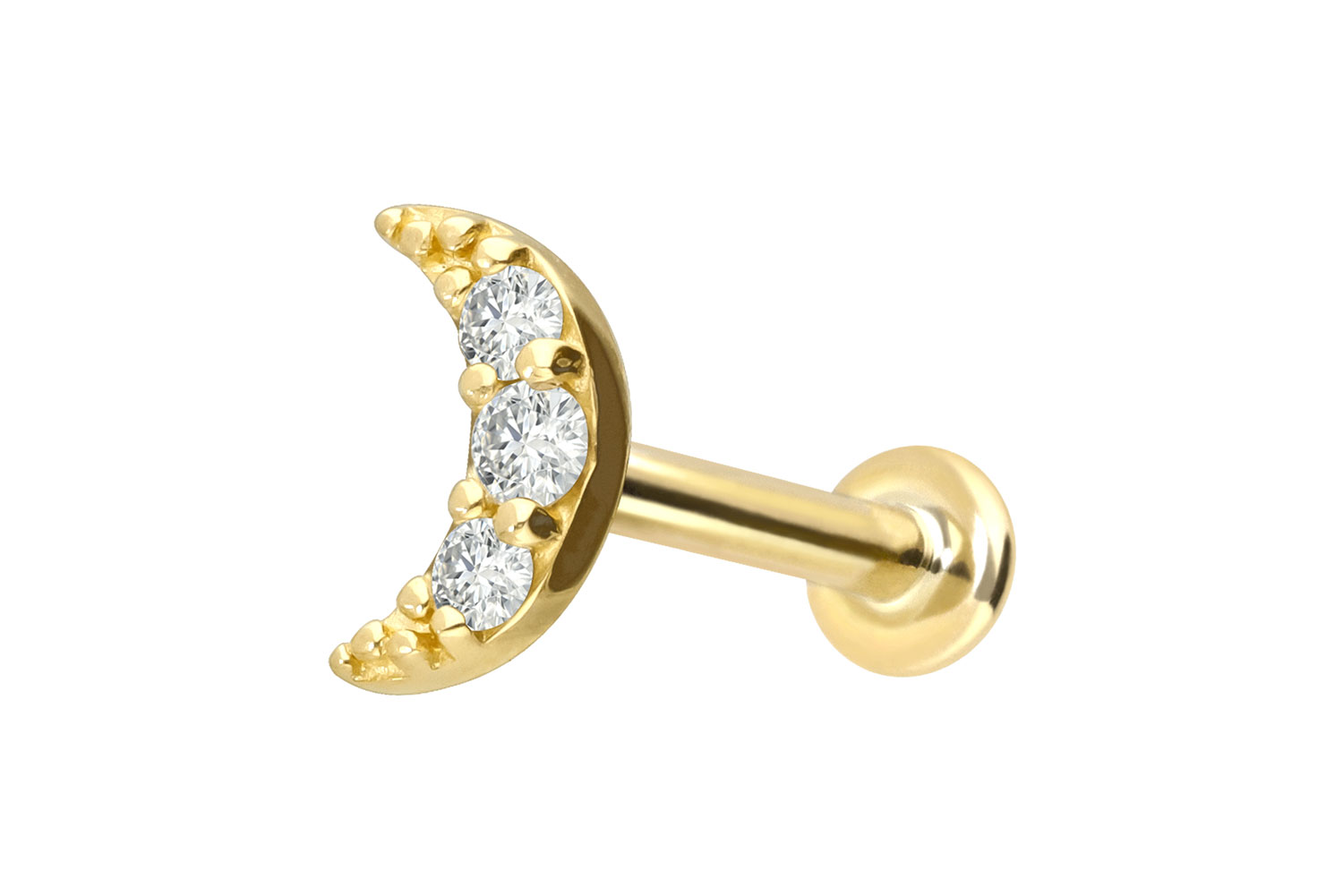 18 Karat Gold Labret Piercing mit Innengewinde DIAMANT-MOND